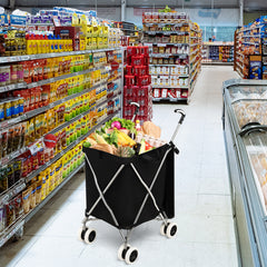 90L Folding Shopping Trolley with Removable Waterproof Bag and Cove-Black - product image 2