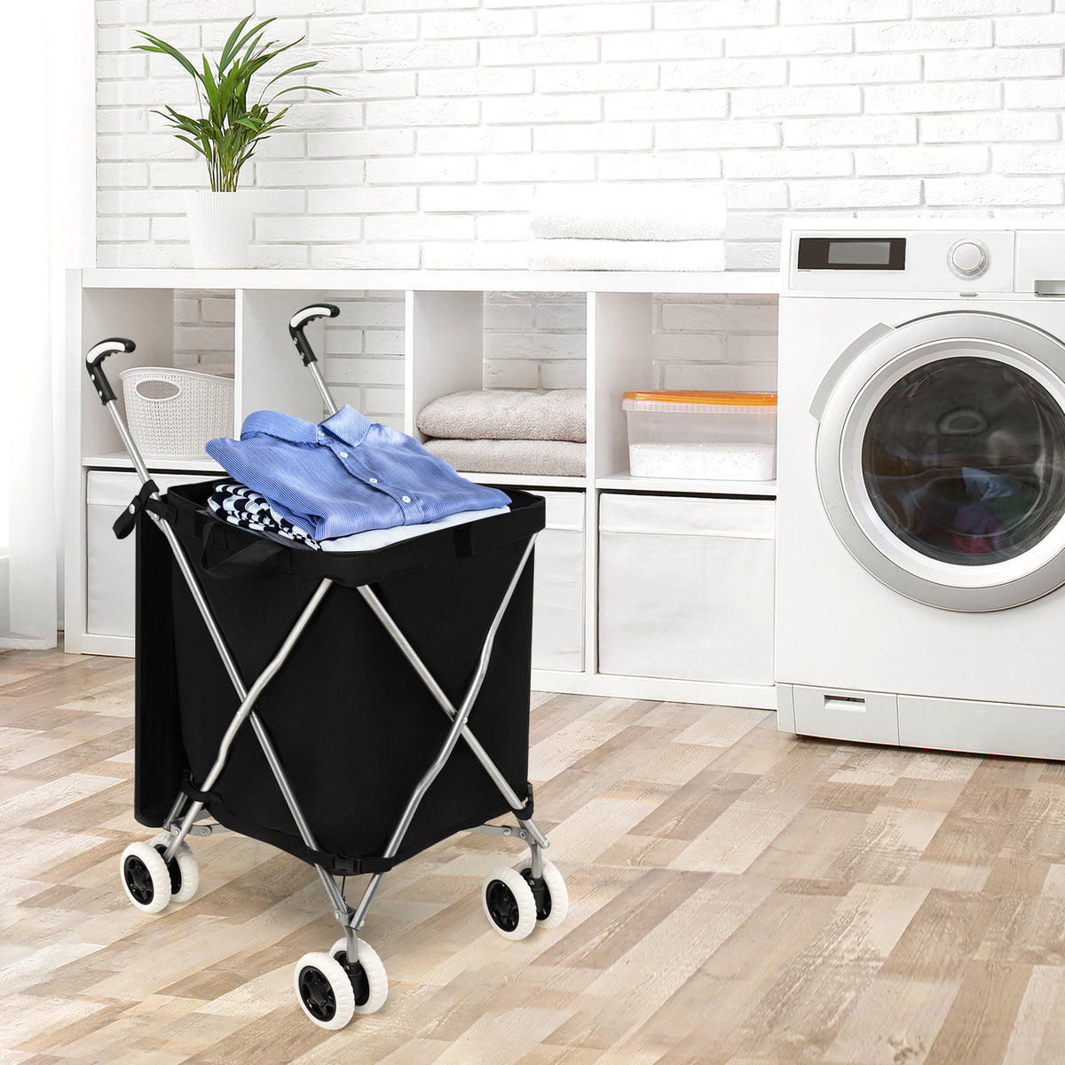 90L Folding Shopping Trolley with Removable Waterproof Bag and Cove-Black - product image 5