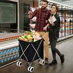 90L Folding Shopping Trolley with Removable Waterproof Bag and Cove-Black - product image 3