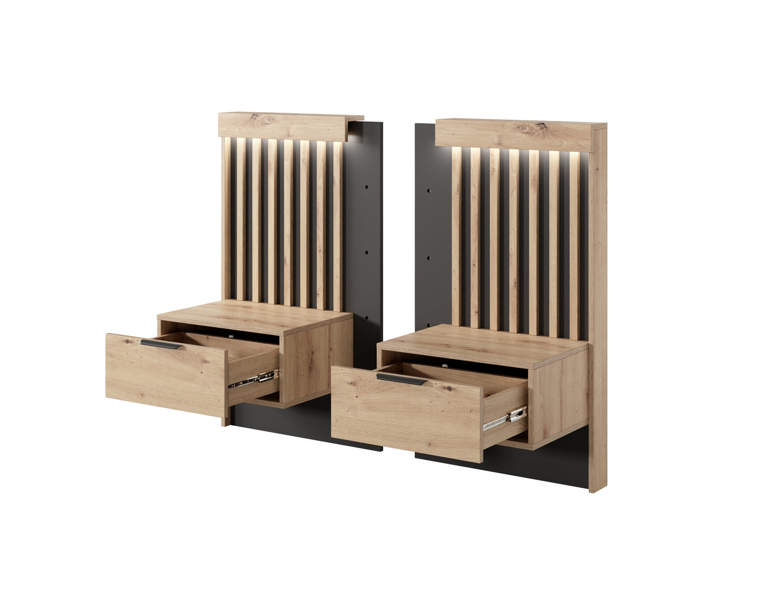 Set of Bedside Tables TALLY Oak Artisan / Grey