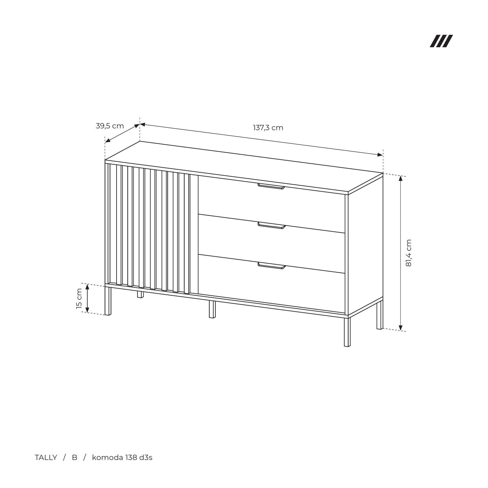 Sideboard D3S TALLY Oak Artisan / Grey