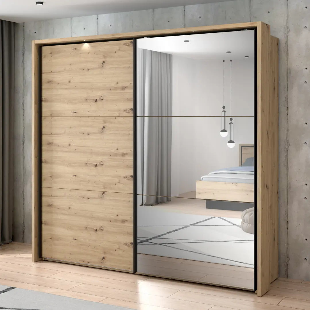 Trondheim Sliding Door Wardrobe 231cm in Oak Artisan