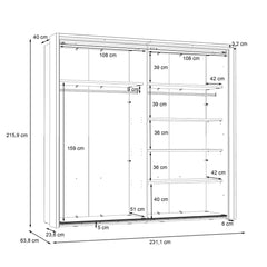 Trondheim Sliding Door Wardrobe 231cm in Oak Artisan, image 9