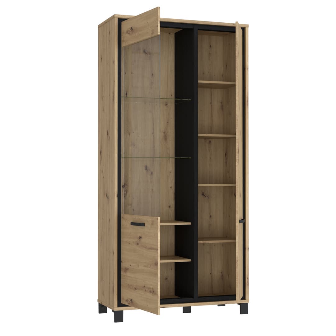 Trondheim Tall Display Cabinet 101cm in Oak Artisan, image 3