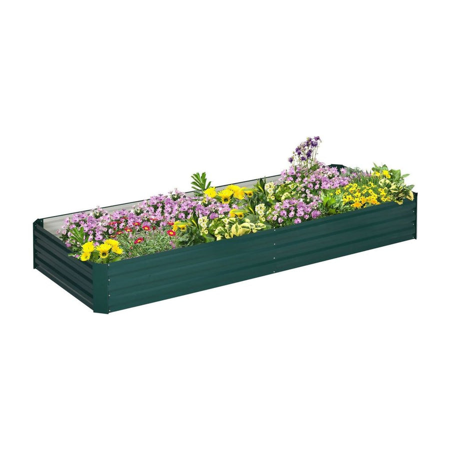Outsunny Metal Raised Garden Bed Planter Box Outdoor Planters for Growing Flowers, Herbs, Green, 241x90.5x30cm