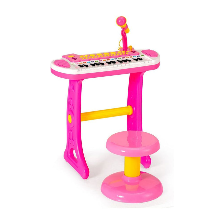31-Key Kids Electronic Keyboard with Stool and Flashing Lights-Pink