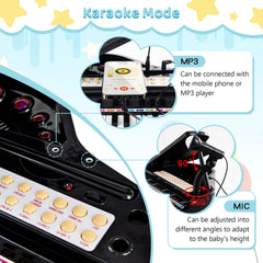 31 Keys Kids Portable Multifunctional Toy Piano with Microphone-Black