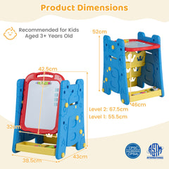 3 in 1 Art Easel for Kids Double Sided Magnetic Board Chalkboard and Whiteboard-Blue