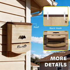 PawHut Bat Boxes, Pack of 3 Wooden Bat Houses for Outdoor, Garden, Farm, Easy to Hang, 23 x 9.5 x 36.5 cm, Natural