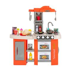 Kids Kitchen Playset with 67 Pieces Accessories and Realistic Lights-Orange