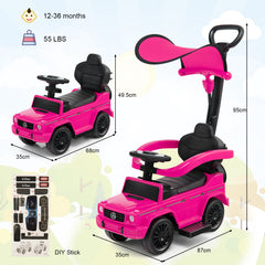 3-in-1 Baby Foot-to Floor Sliding Walker with Push Handle-Pink