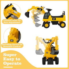 Kid's Rid-On Digger with Rotatable Digging Bucket-Yellow