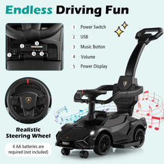 3-in-1 Ride On Push Car with Removable Guardrails and Handle-Black