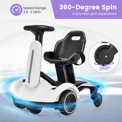 6V Electric Ride on Drift Car for Kids Aged 3-8 Years Old-White