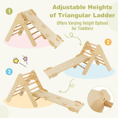 5-in-1 Triangle Climbing Toys with Arch Ramp for 1+ Years Old-Natural