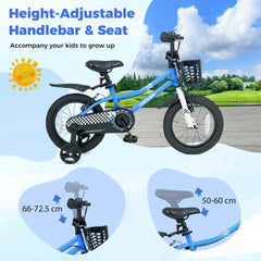 14 Inch Kids Bike with Dual Brakes for 3-5 Years Checkered Racing Series Blue