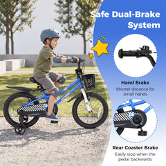 16 Inch Kids Bike with Dual Brakes for 4-7 Years Checkered Racing Series Blue