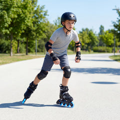 Kids Inline Skates 4 Sizes Adjustable Light-Up Roller Skates for Boys and Girls Ages 9-14-Grey