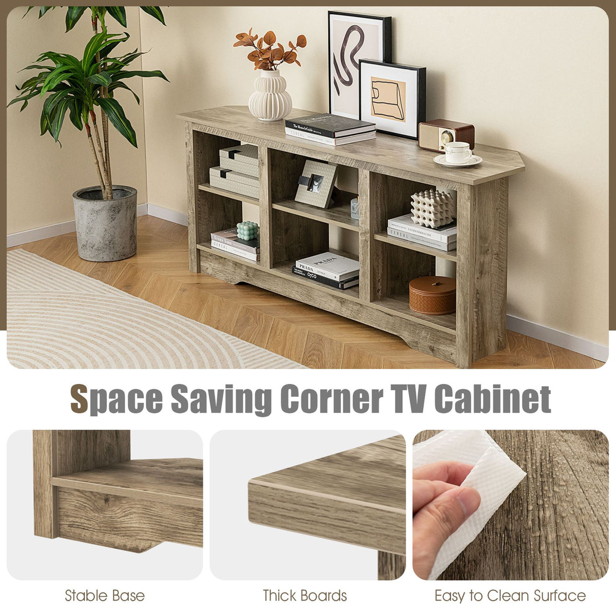 TV Stand and Electric Fireplace Set in Grey, image 6