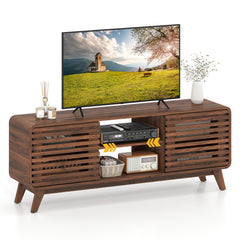 TV Stand for 65" TVs Mid Century Modern Entertainment Center-Walnut