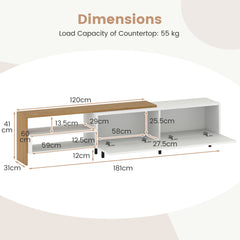 TV Stand for 80 Inches TVs with Storage Shelves and Cabinets-White