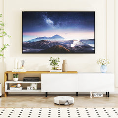 TV Stand for 80 Inches TVs with Storage Shelves and Cabinets-White