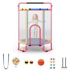 Kids Trampoline with Safety Net for Indoor and Outdoor Use-Multicolor