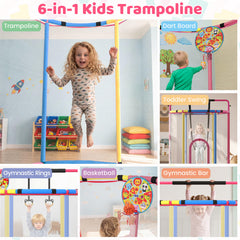 Kids Trampoline with Safety Net for Indoor and Outdoor Use-Multicolor