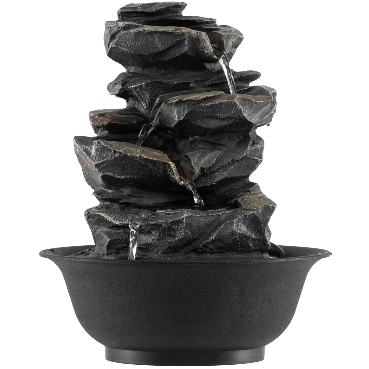 Tabletop Water Fountain Indoor Desktop Cascading Water Feature with LED Light
