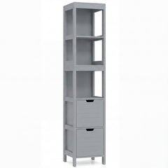 Tall Bath Storage Unit with 2 Deep Box Drawers-Grey