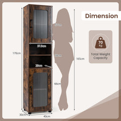 Tall Bathroom Storage Cabinet with Adjustable Shelf for Laundry-Rusticbrown