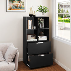 130CM 5-Tier Tall Freestanding Bookshelf for Living Room-Black