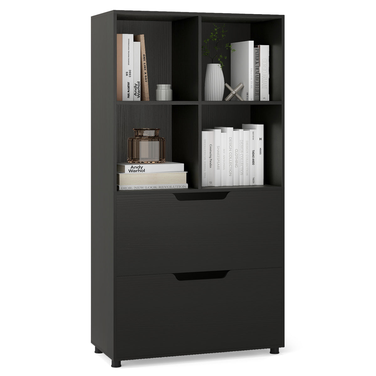 130CM 5-Tier Tall Freestanding Bookshelf for Living Room-Black