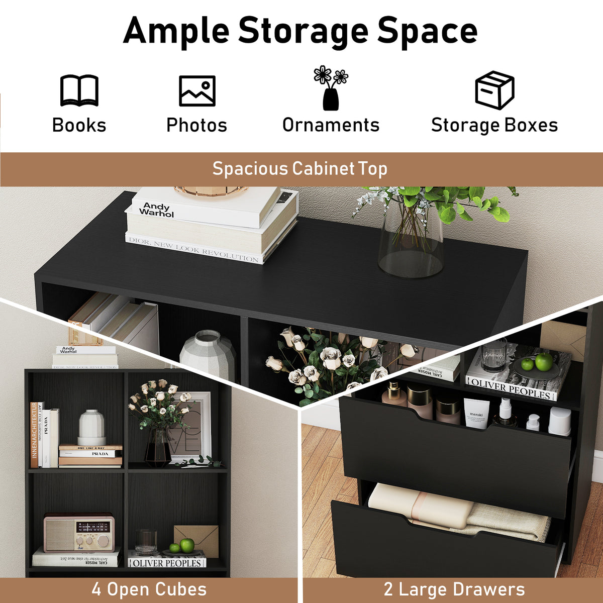 130CM 5-Tier Tall Freestanding Bookshelf for Living Room-Black