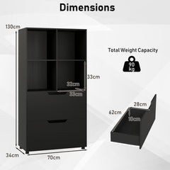 130CM 5-Tier Tall Freestanding Bookshelf for Living Room-Black