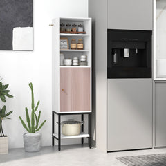 Tall Storage Cabinet with Adjustable Shelf and Bottom Storage-White
