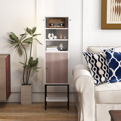Tall Storage Cabinet with Adjustable Shelf and Bottom Storage-White
