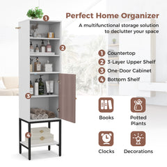Tall Storage Cabinet with Adjustable Shelf and Bottom Storage-White