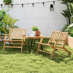 Teak Wood Outdoor Reclining Chair Natural Mid Century Accent Armchair