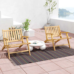 Teak Wood Outdoor Reclining Chair Natural Mid Century Accent Armchair
