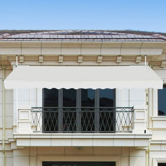 Telescopic Awning Sun Shade with Manual Crank Handle-Beige
