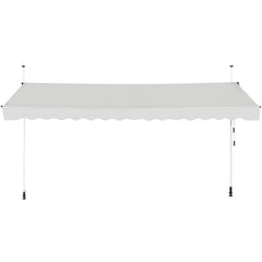 Telescopic Awning Sun Shade with Manual Crank Handle-Beige