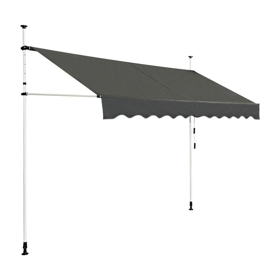 Telescopic Awning Sun Shade Retractable Canopy Sun Shelter for Window Balcony Garden-Grey