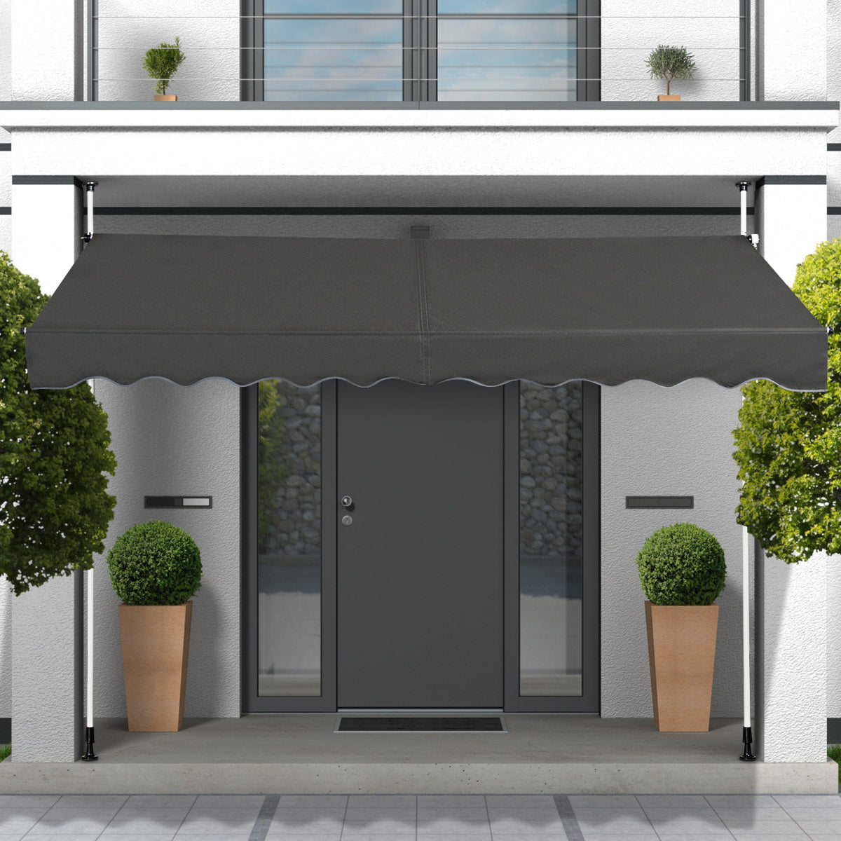 Telescopic Awning Sun Shade Retractable Canopy Sun Shelter for Window Balcony Garden-Grey