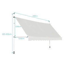 Telescopic Awning Sun Shade with Manual Crank Handle-Beige
