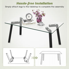 Tempered Glass Coffee Table with Metal Legs for Home Office