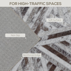 HOMCOM Modern Area Rug, Triangle Pattern Non-Slip Washable Rug, Chenille Floor Carpet for Living Room, Bedroom, Dining Room, Home Office, 290 x 200 cm, Brown