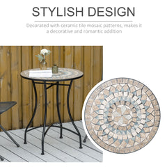 Outsunny Φ60cm Mosaic Outdoor Patio Table - Green