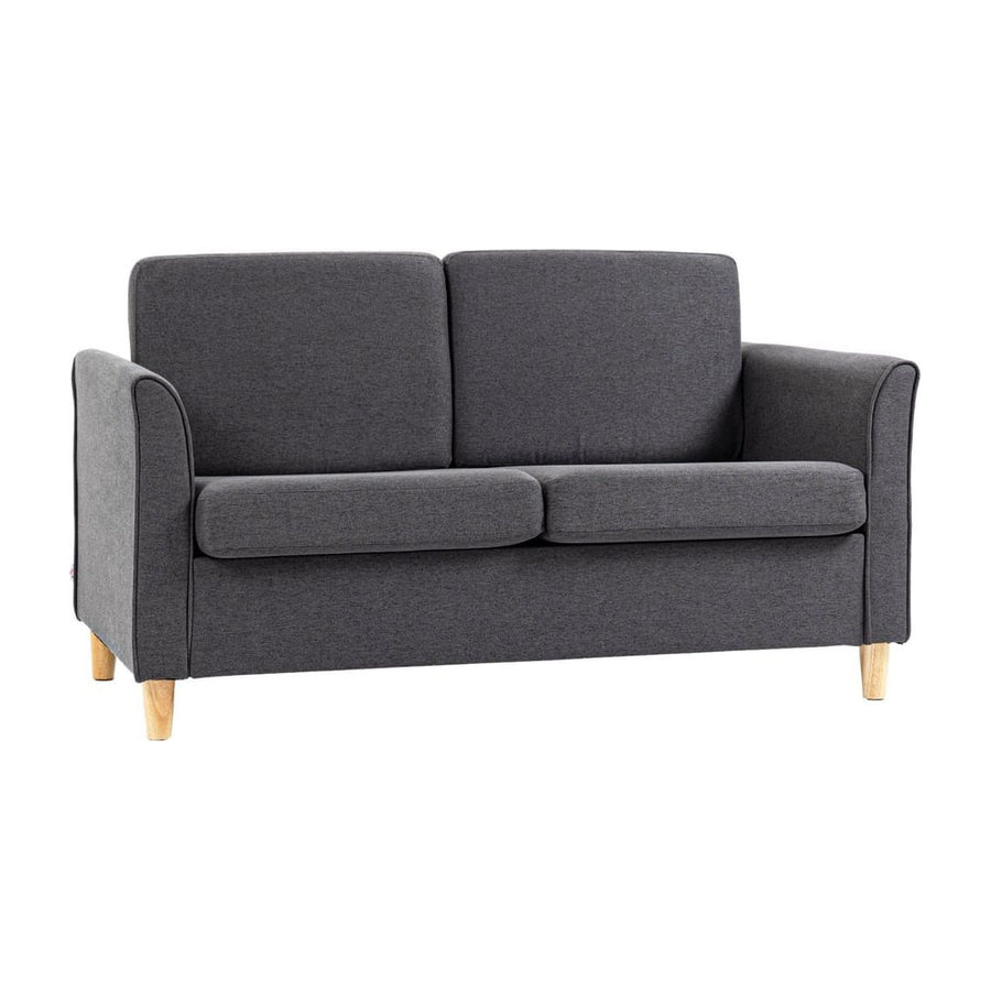 HOMCOM Compact Loveseat Sofa, Modern 2 Seater Sofa for Living Room with Wood Legs and Armrests, Dark Grey