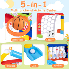 Toddler Sports Toy Kids Activity Center 5 in 1 with Adjustable Basketball Hoop-Multi-color